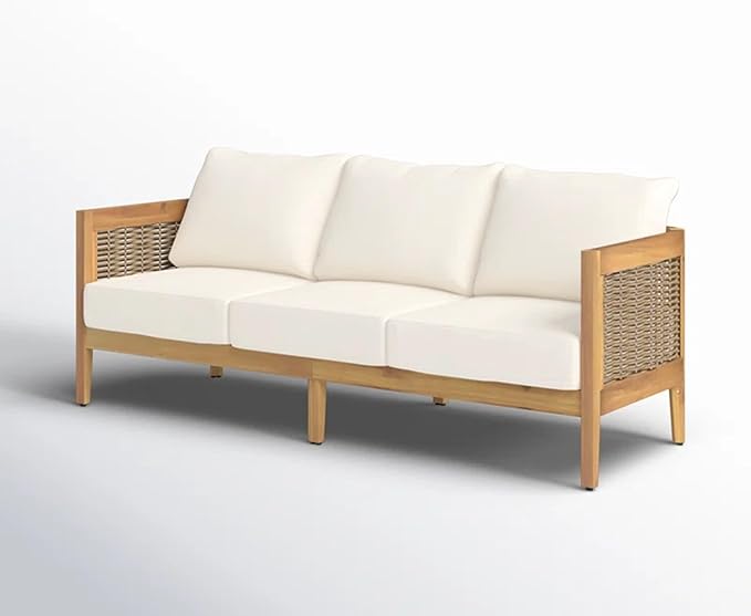 Merax 5-Piece Outdoor Acacia Wood Wicker Conversation Set - Image 5