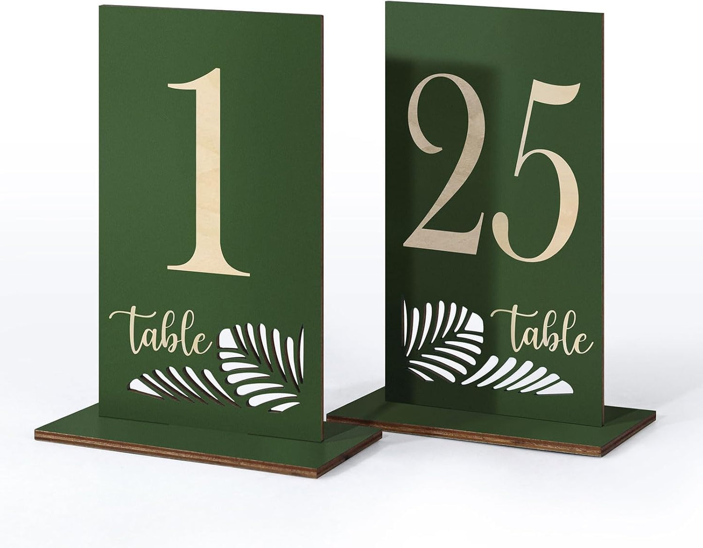 Wooden Table Numbers 1-25,3.2x5.8 Inch Double Sided Rustic Olive Green Wedding Table Number Signs with Wooden Base,Wedding Centerpieces for Banquet Restaurant Party Decor(Olive Green, 1-25)