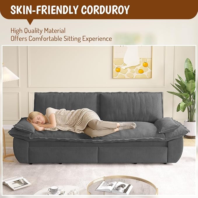 73.2" Sofa Bed Queen, 3-in-1 Pull Out Sofa Bed - Image 4
