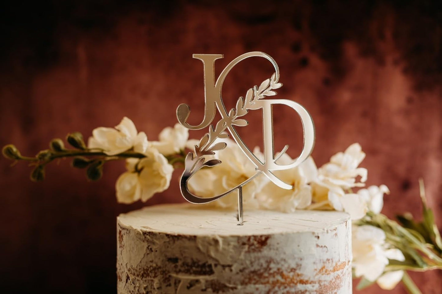Custom Initials Wedding Personalized Acrylic and Wood Cake Topper, Modern Ampersand, Cake Topper, Birthday Topper, Rustic Elegant Cake Toppers