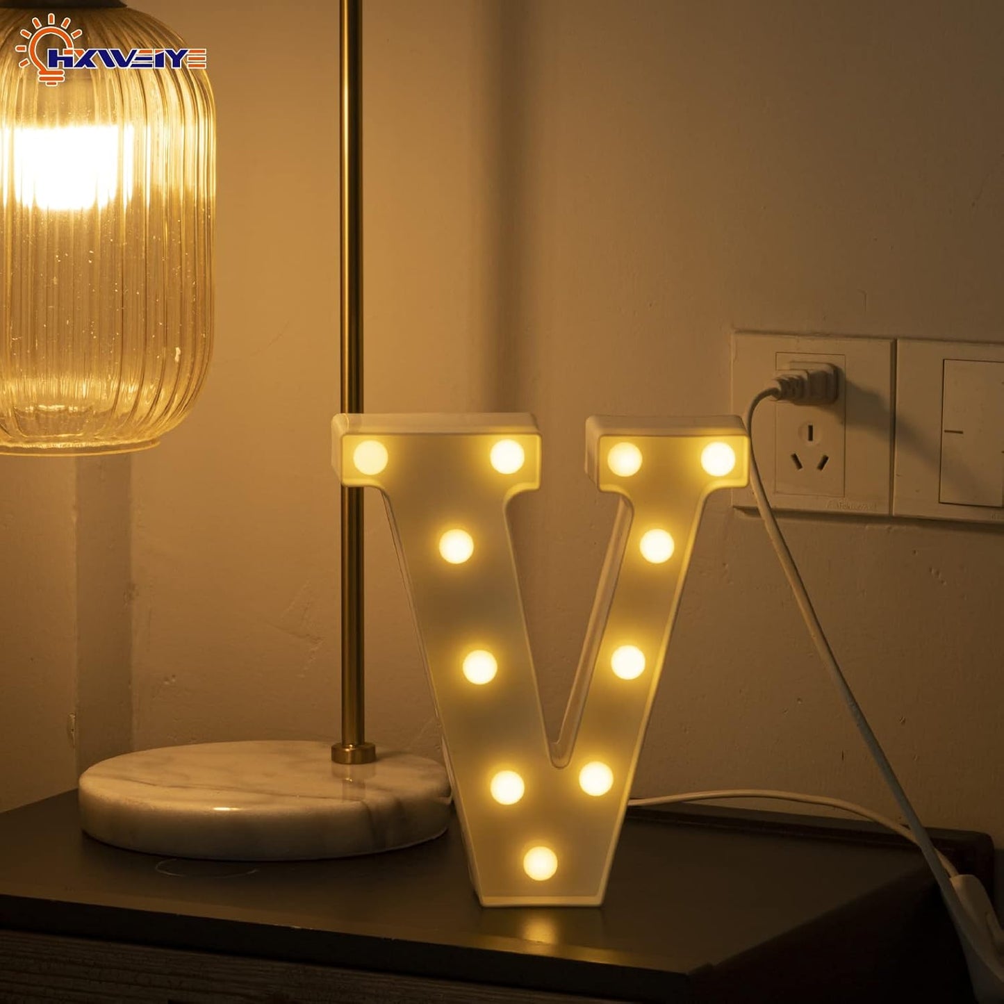 HXWEIYE LED Marquee Letters Lights Sign - 26 Alphabet & Number 0-9 Warm White Led Letters for Bar Party Birthday Home Wedding Decor