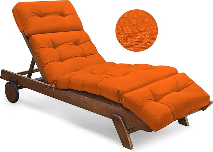 Waterproof Outdoor Chaise Lounge Cushion 74.4 x 22 x 4.7 Inches Memory Foam by Tycdiose