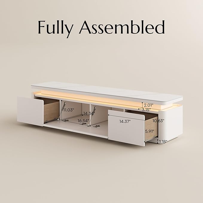 POVISON Fully Assembled 71" Mid-Century Modern TV Stand - Image 7