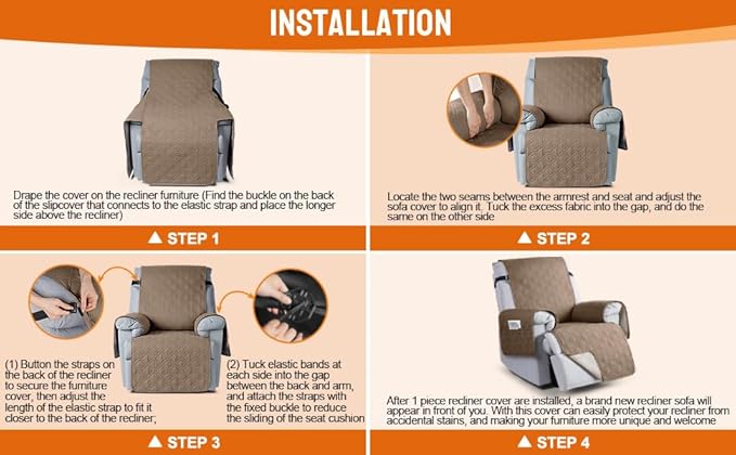 VANSOFY 100% Waterproof Recliner Chair Covers, Recliner Cover Non-Slip Dog - Image 6