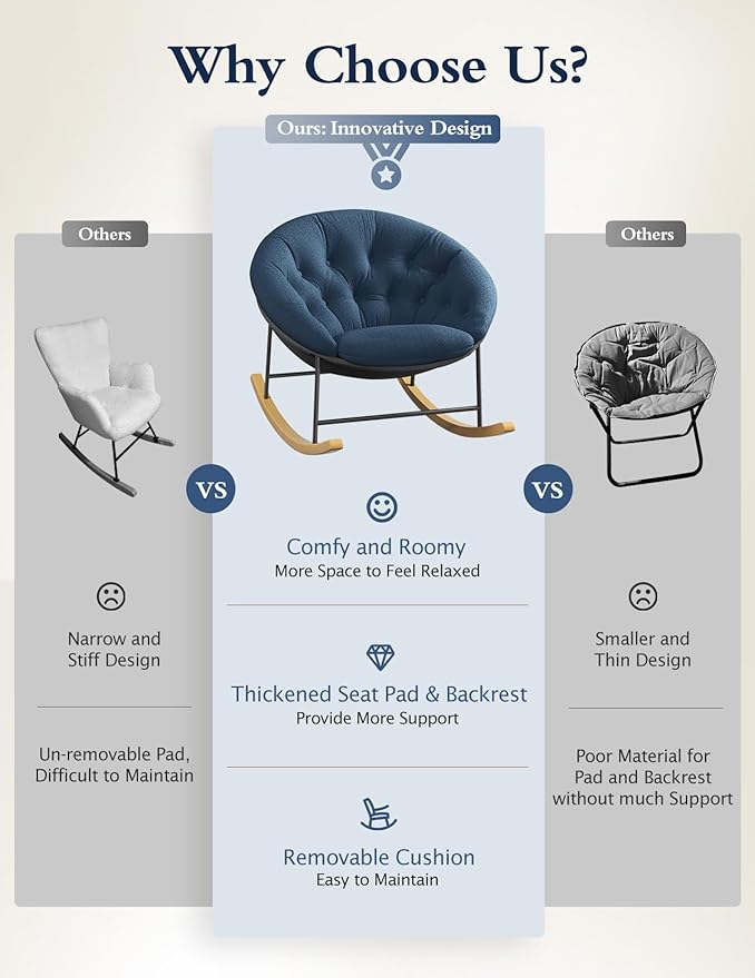 Kidirect Wide Rocking Chair Nursery, Comfy Saucer Nursery Rocking Chairs - Image 6