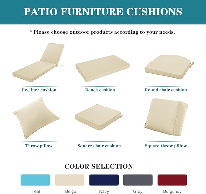 Chaise Lounge Cushion Outdoor, Waterproof and Stain-Resistant Lounge Deck - Image 9