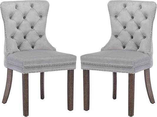 KCC Velvet Dining Chairs Set of 2, Upholstered High-end Tufted Dining Room Chair by KCC