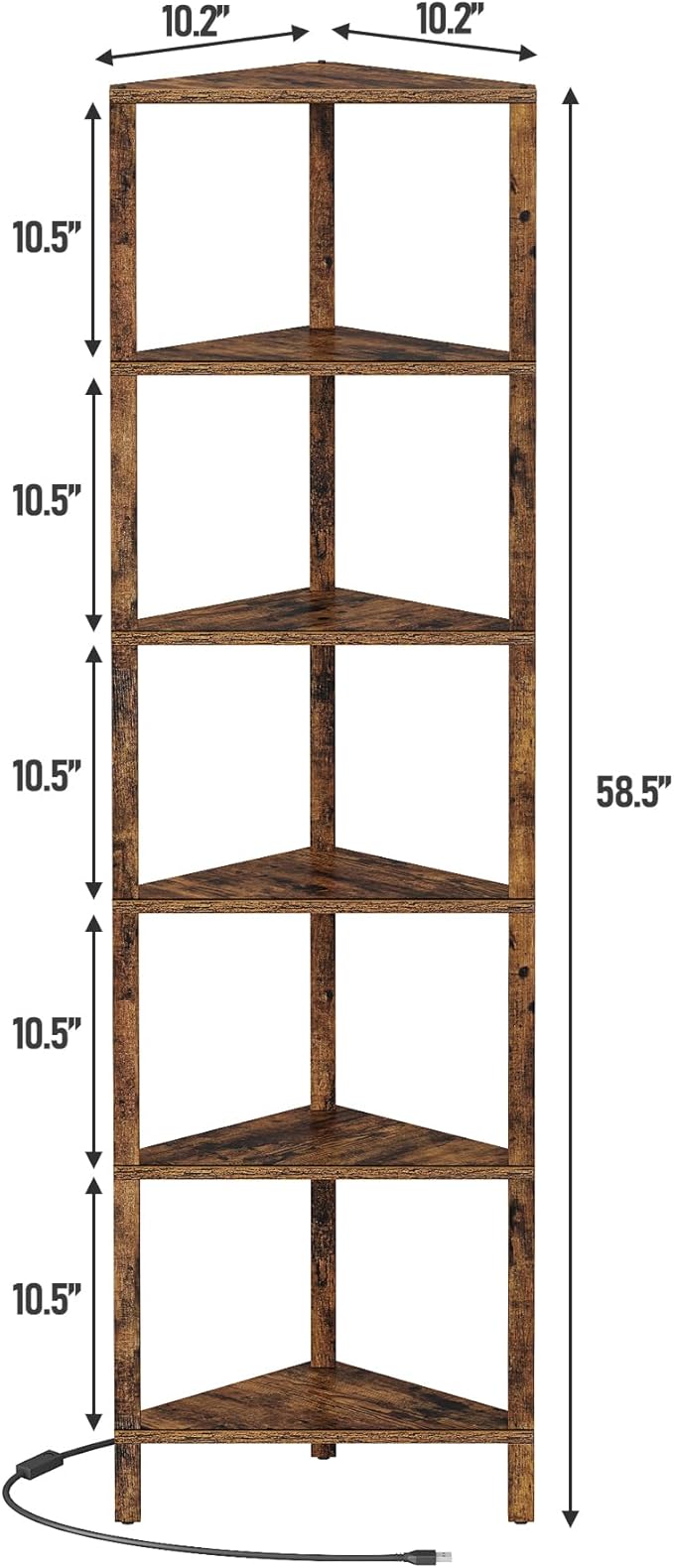 TUTOTAK Corner Shelf with LED Light, 6-Tier Corner Bookshelf - Image 2