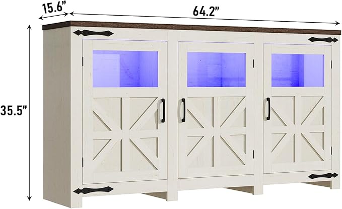 64" Large LED Farmhouse TV Stand - Image 2