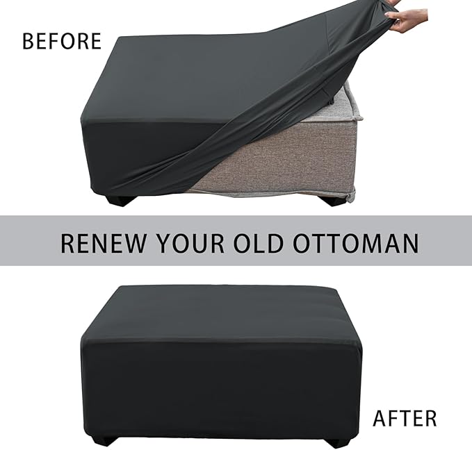 Super Stretch Ottoman Cover- Soft Form Fit Ottoman Cover Rectangular Ottoman - Image 4