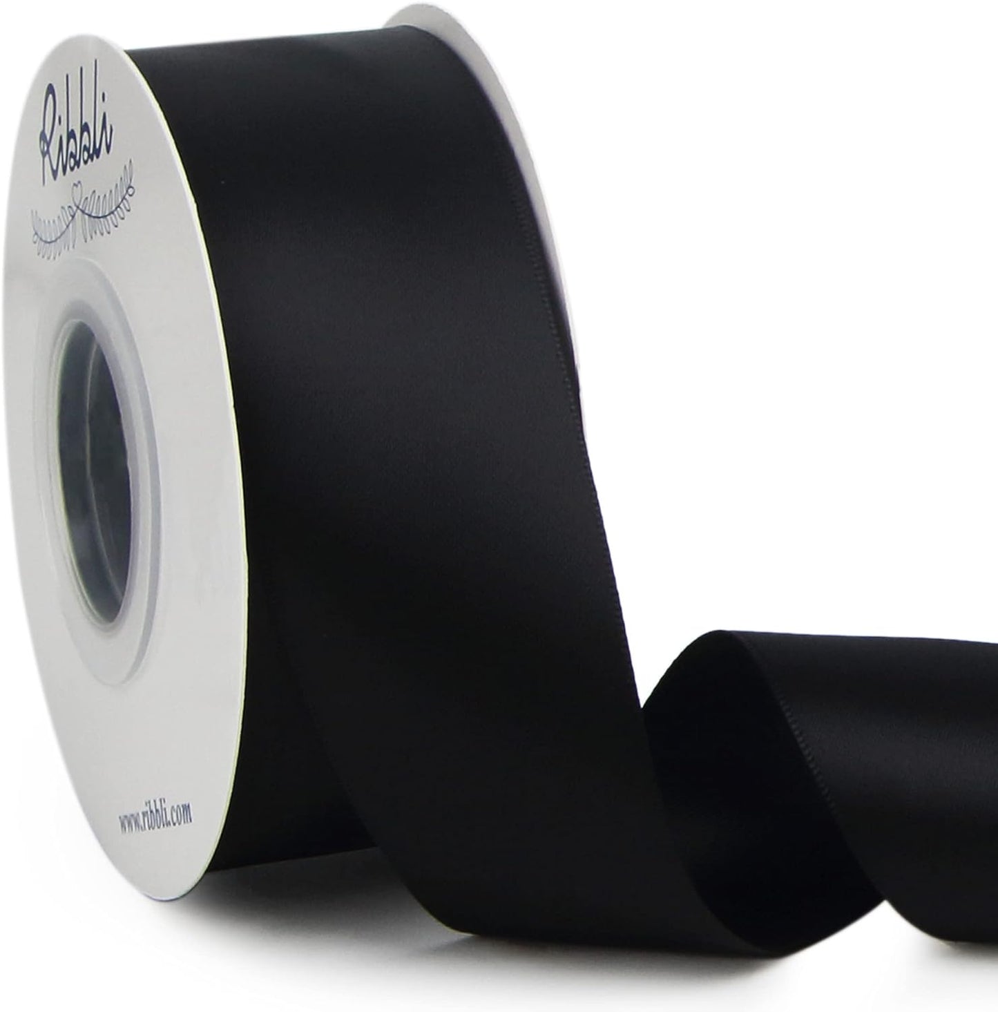 Ribbli Black Double Faced Satin Ribbon,1-1/2” x Continuous 25 Yards,Use for Bows Bouquet,Gift Wrapping,Wedding,Floral Arrangement