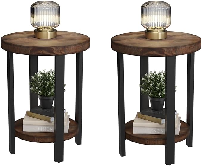 Alaterre Furniture Pomona Living Room Set of 2 Solid Wood Small Round End Tables by AlaterreFurniture