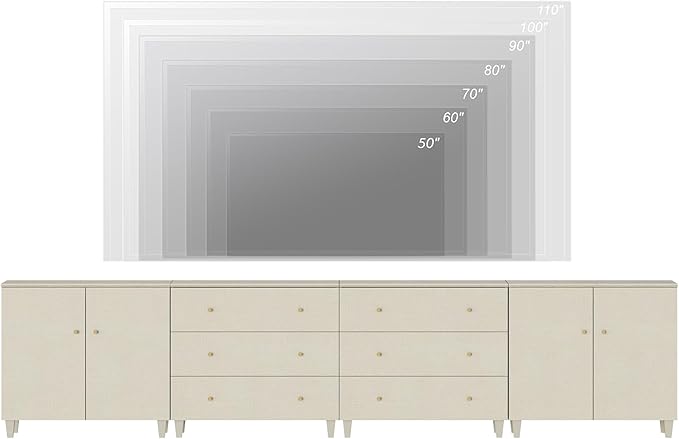 WAMPAT TV Stand Cabinets for 120+ Inches TVs, 4-in-1 Wood Media Console Table - Image 4
