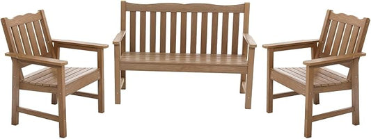 Stoog All-Weather Garden Bench & Chairs Set, 3-Piece Patio Furniture Set by Stoog