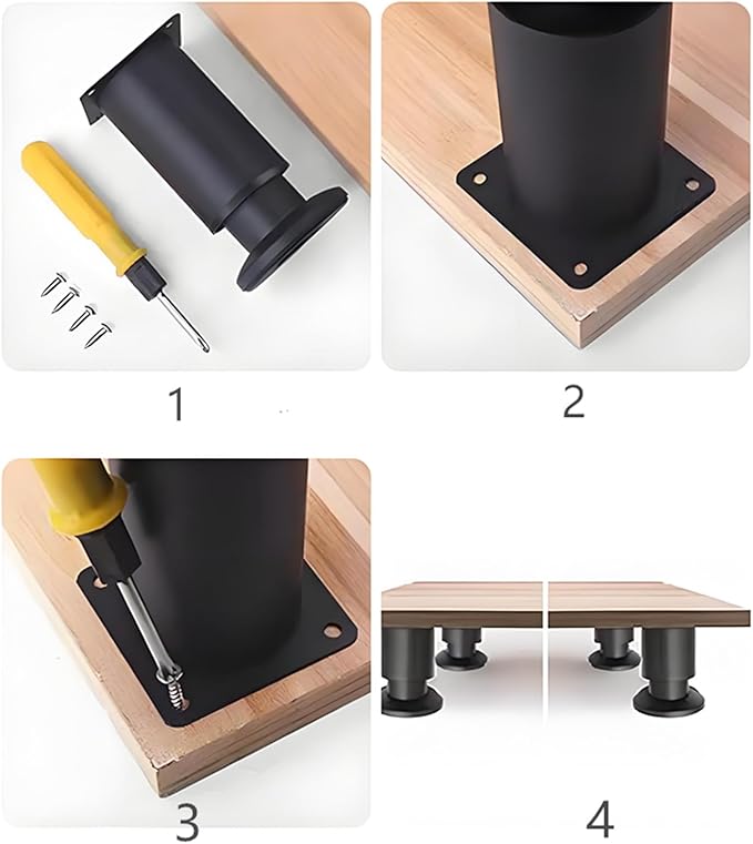 4PCS Adjustable 3.1-4.7 Inch Metal Furniture Legs Black Furniture Replacement - Image 5