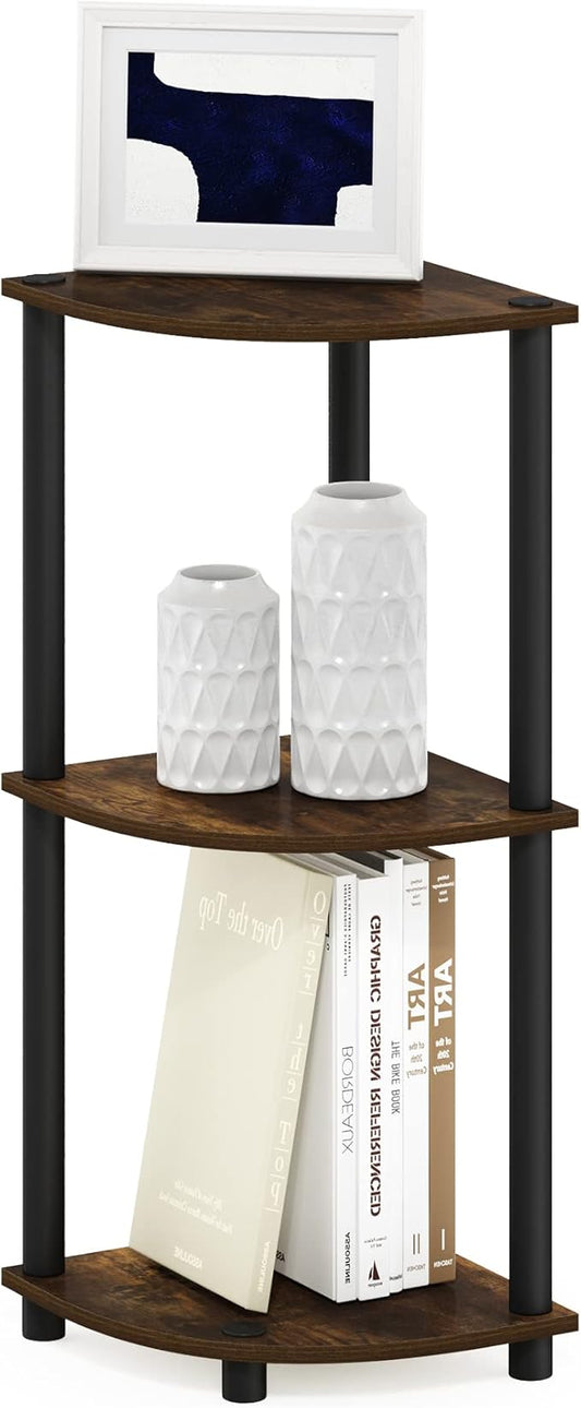Furinno TURN-N-TUBE Corner Shelf, 3-Tier Corner Bookshelf, Display Storage by Furinno-FitsYourSpaceFitsYourBudget