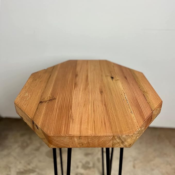 Modern Timber Craft Reclaimed Wood Hairpin Leg Table | 16" Rustic Small - Image 4