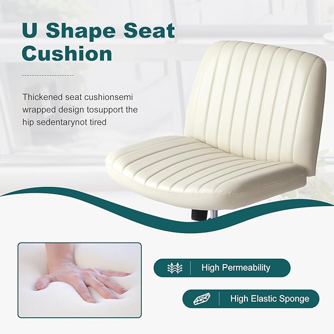 OLIXIS Criss Cross Legged Chairs Armless No Wheels Wide Seat Height Adjustable - Image 7