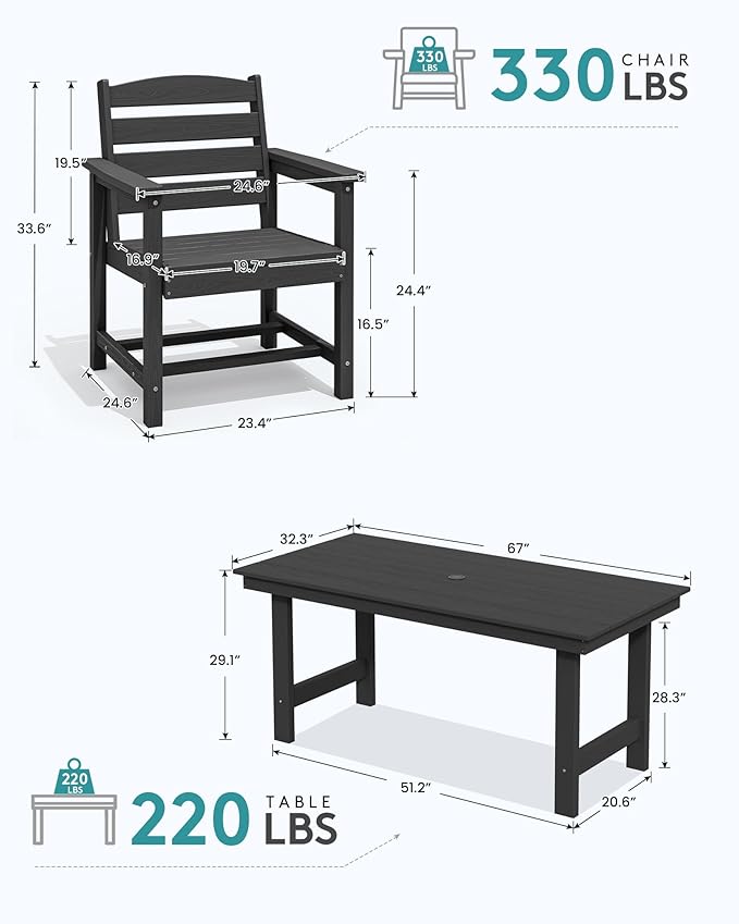 SERWALL Patio Dining Table and Bench Set - Image 4