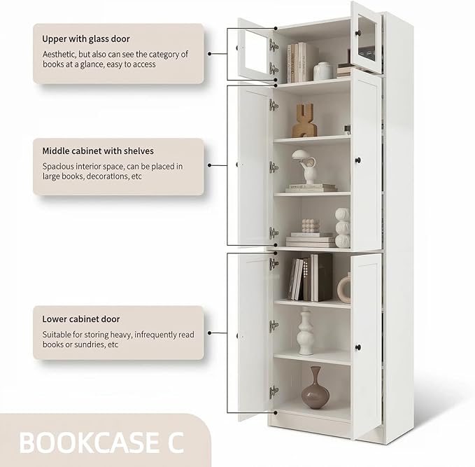 TUSY 85.5" Modern Tall Bookcase - Image 7