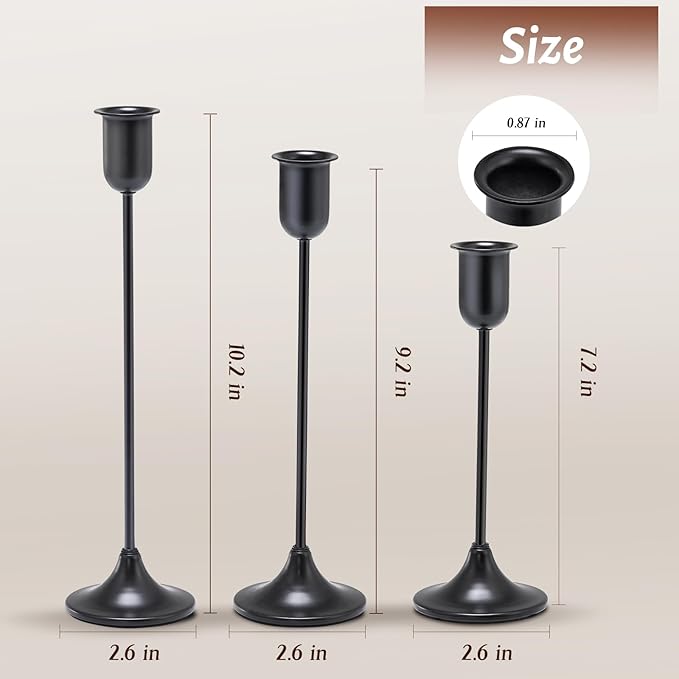 Black Taper Candle Holder 6 PCS Candlestick Holders, Vintage Candle Stick Holder - Image 3