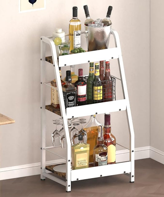 3-Tier Liquor Stand for Home Bar, Trapezoid Freestanding Whisky Bottle Holder by Comzinn