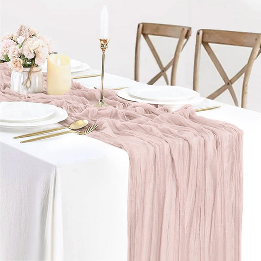 Dusty Pink Table Runner Cheese Cloth 10ft Gauze Runner Boho Cheesecloths Table Runner for Wedding Bridal Shower Birthday Sheer Fall Thanksgiving Boho Table Decoration