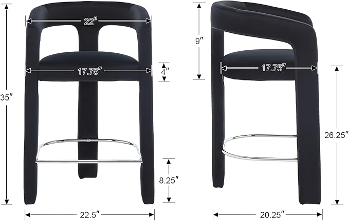 HNY 26 Inch Modern Tall Barrel Bar Stools Set of 3, Velvet Upholstered Barstools - Image 2