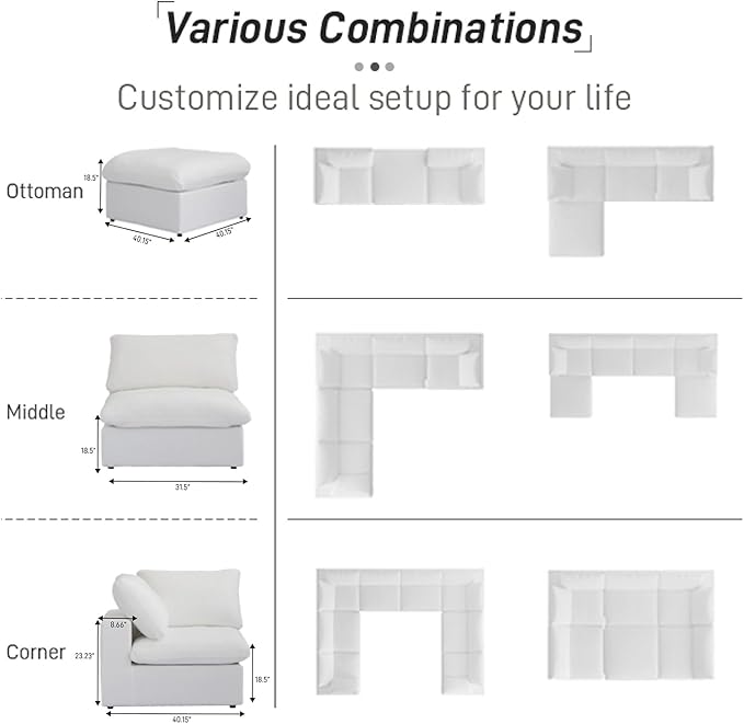 Cloud Modular Sectional Sofa Couch, Oversized Couch 6 Seater - Image 9