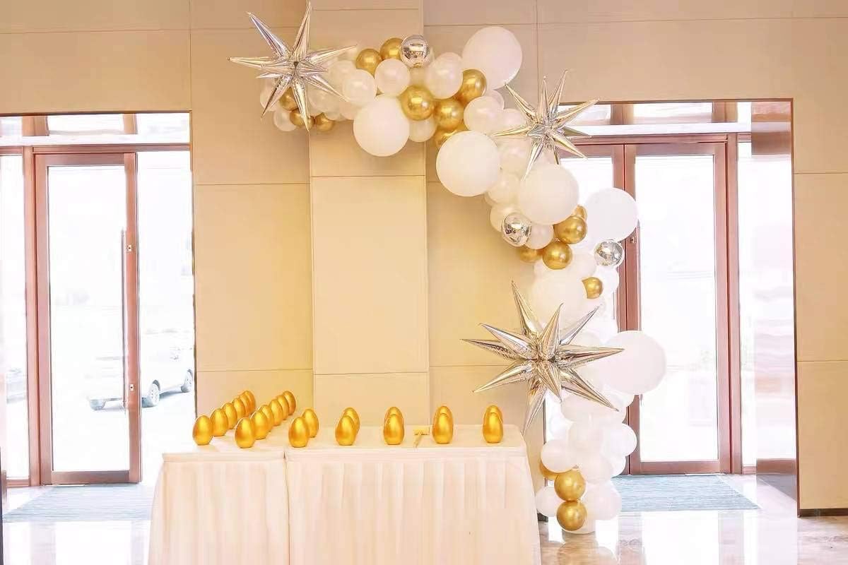 Tellpet Star Balloons Foil Balloon for Birthday Bachelorette Engagement Wedding Party, 2pcs Large Silver Balloon