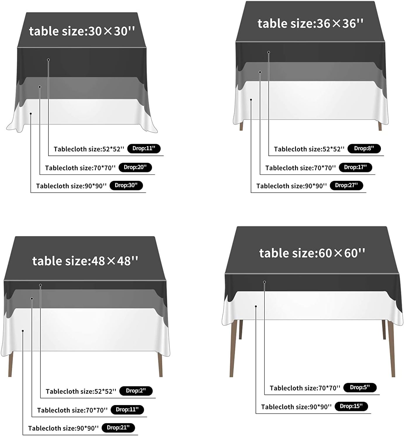 Fokitut 2 Pack Waterproof Square Tablecloth, 90x90 Inch, Stain Resistant and Wrinkle Polyester Table Cloth, Fabric Table Cover for Kitchen Dining, Wedding, Party, Holiday Dinner-Yellow