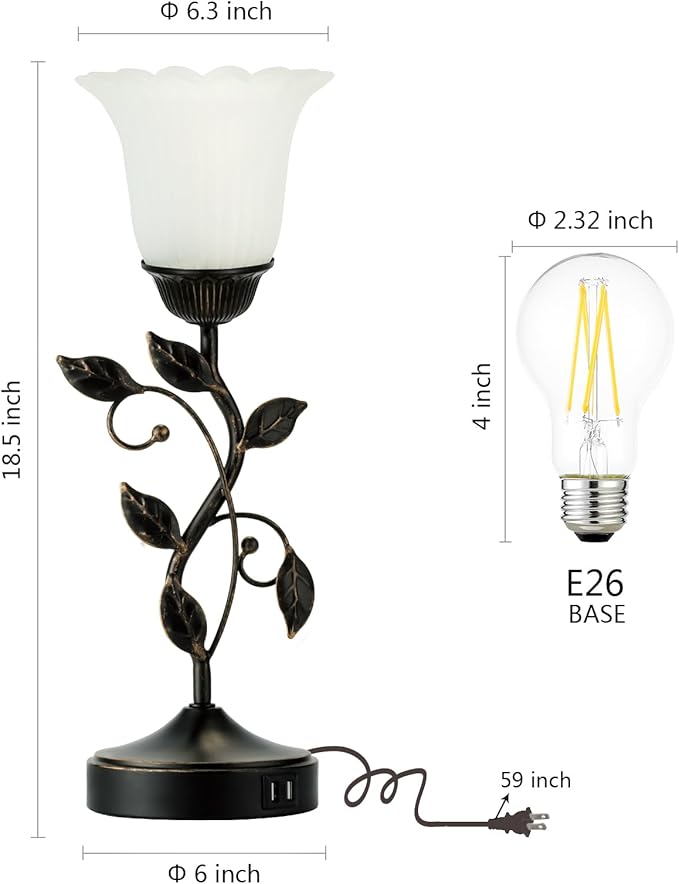 Set of 2 Touch Bedside Vintage Lamps - Image 6