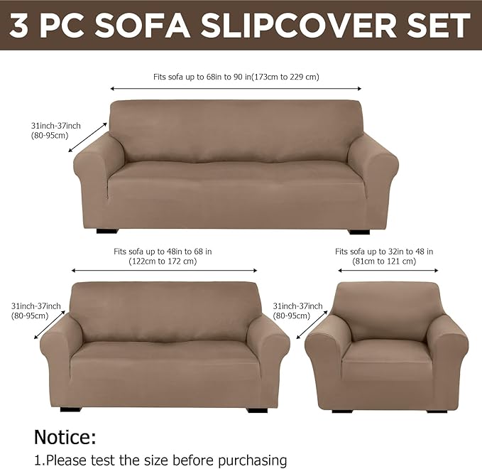 Peryiter 3 Pcs Couch and Loveseat Covers Set Sofa Cover - Image 2