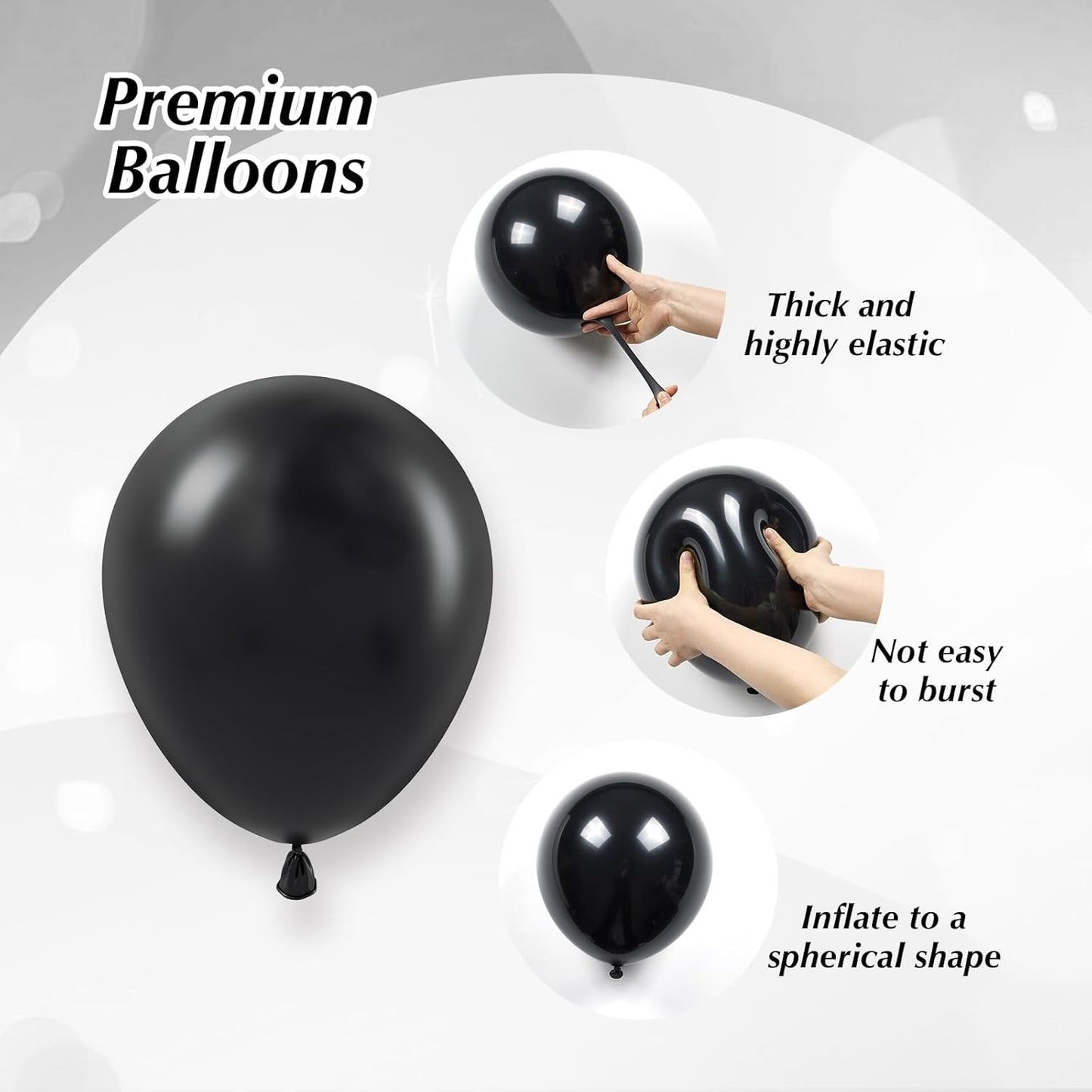 Black and Silver Balloons, 60pcs 12inch Black Metallic Silver Balloons for Graduation 2025 Birthday Party Decorations