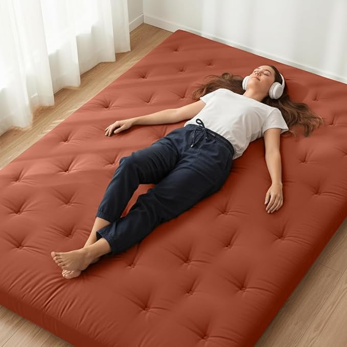 ZonLi Japanese Floor Futon Mattress Twin Size 75"x 39", 100% Cotton Cover 4'' by Zonli