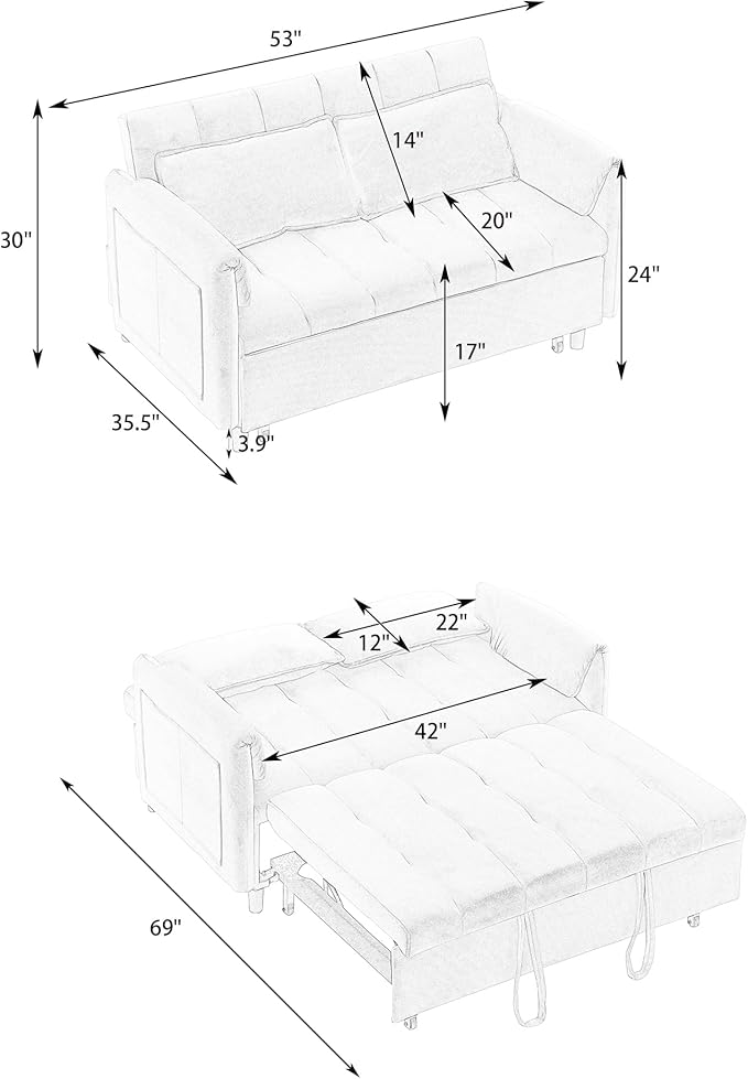Ball & Cast 52" Convertible Sleeper Sofa - Image 2