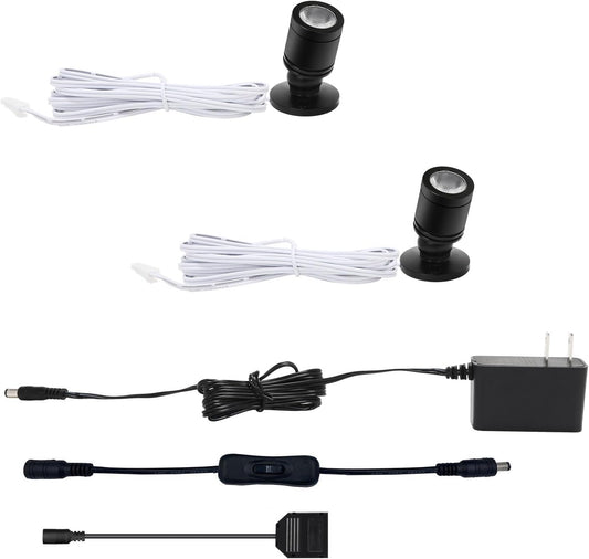 Taysing LED Spot Light Indoor Little Mini Spotlight Accent Lights for Display, Paintings, Pictures, Plants, Jewelry, Shelves, Cabinets, Posters, Showcase(Cold White-2 Pack Push Switch)