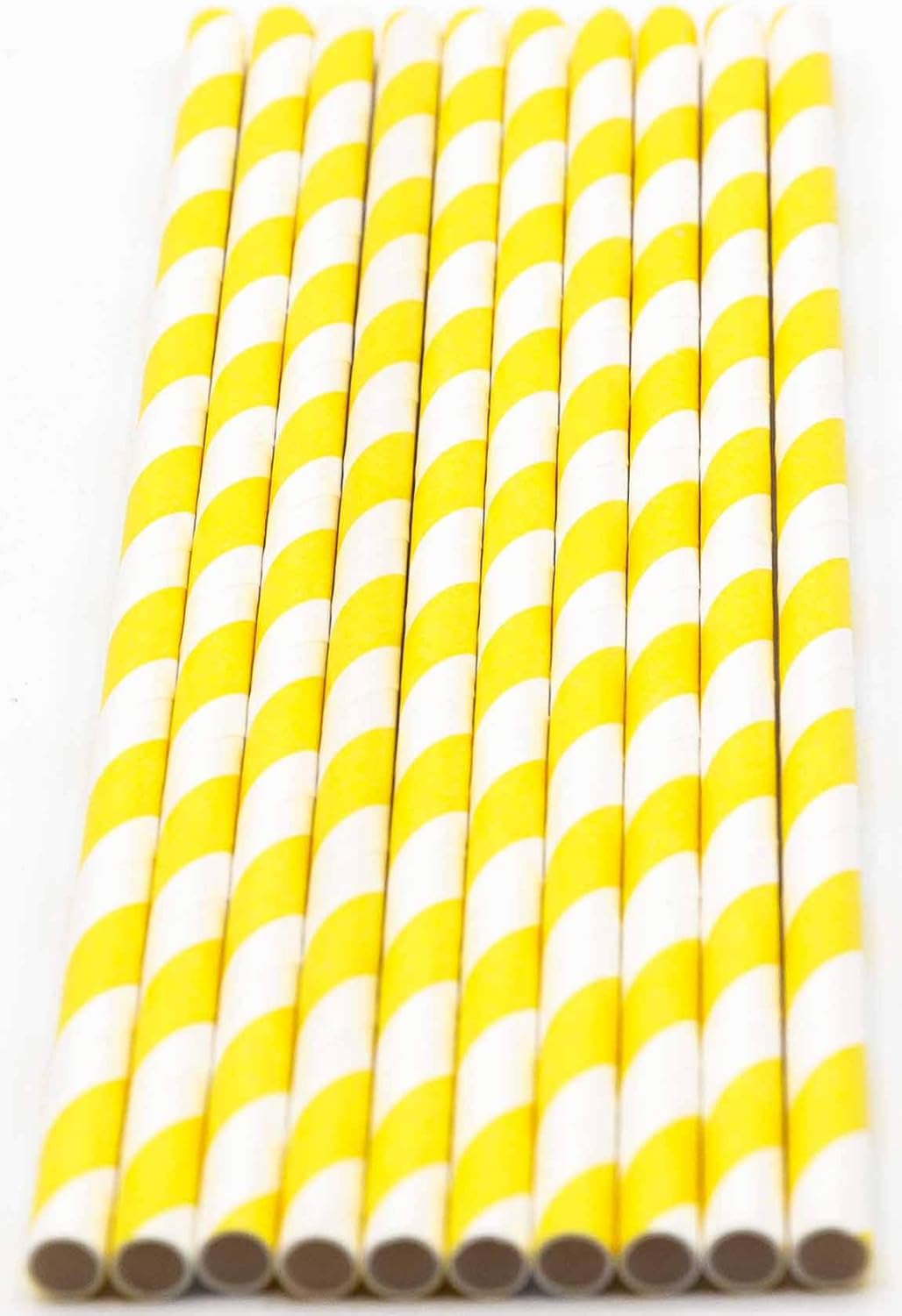 Pack of 150 Yellow Swirls Biodegradable 4-Ply Paper Drinking Straws (Compostable, Non-toxic, BPA-free)