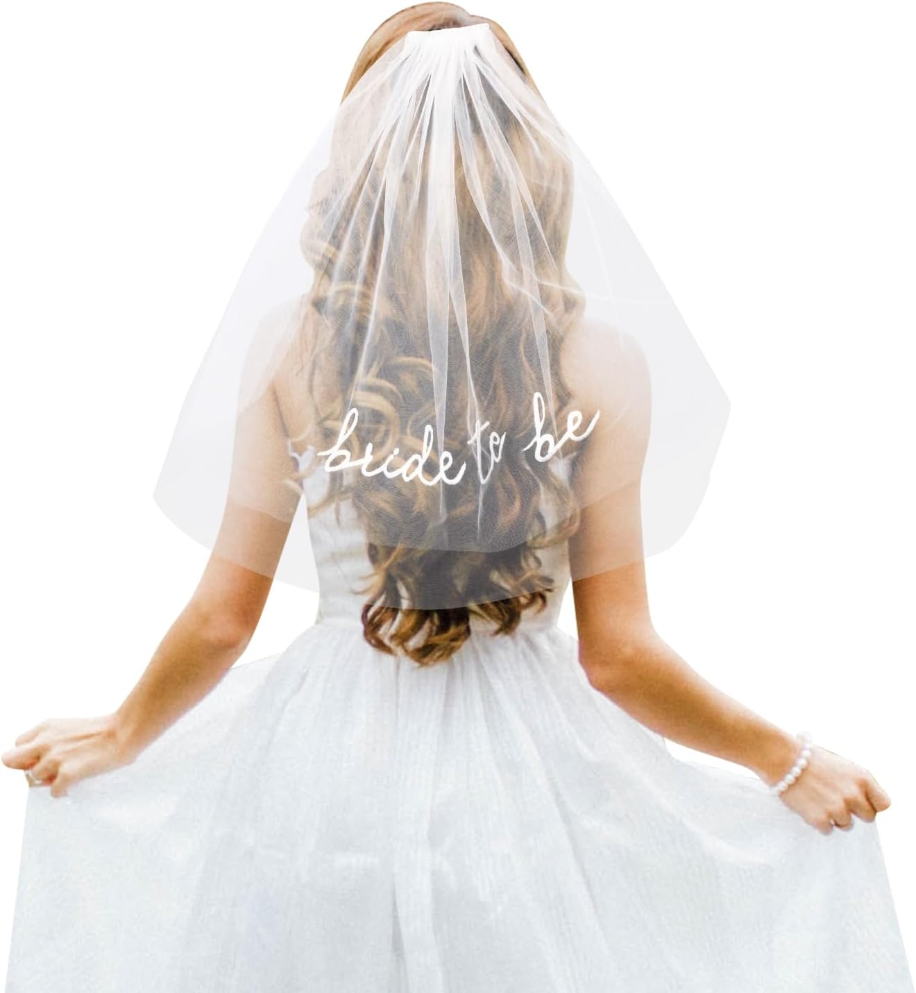 Bride To Be Embroidered Veil, Bride Veil for Bachelorette Party White Veils for Brides Accessories for Bridal Showers Favor