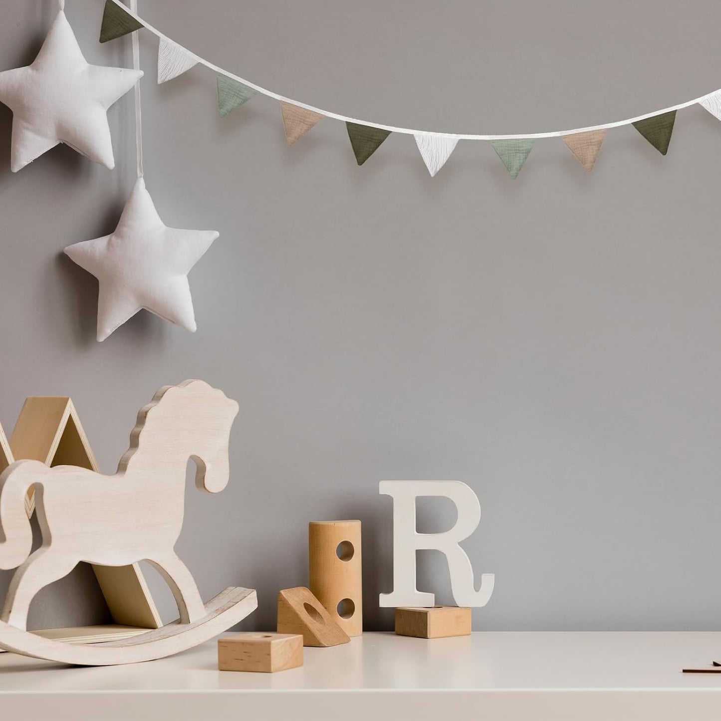 Oudain 15.5 ft Pennant Banner Flags, 2 Pcs Nursery Garland Triangle Bunting Flag Baby Banner for Nursery Decor Baby Birthday Boho Wedding Shower Party Event, Each 7.75 ft(Deep Color)