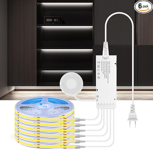 AIMENGTE Cabinet Light 12V COB LED Strip Lights, 6-in-1 Penetrable Touch Dimming by AIMENGTE
