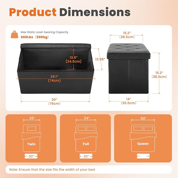 Sweetcrispy 30 Inches Folding Ottoman - Image 3