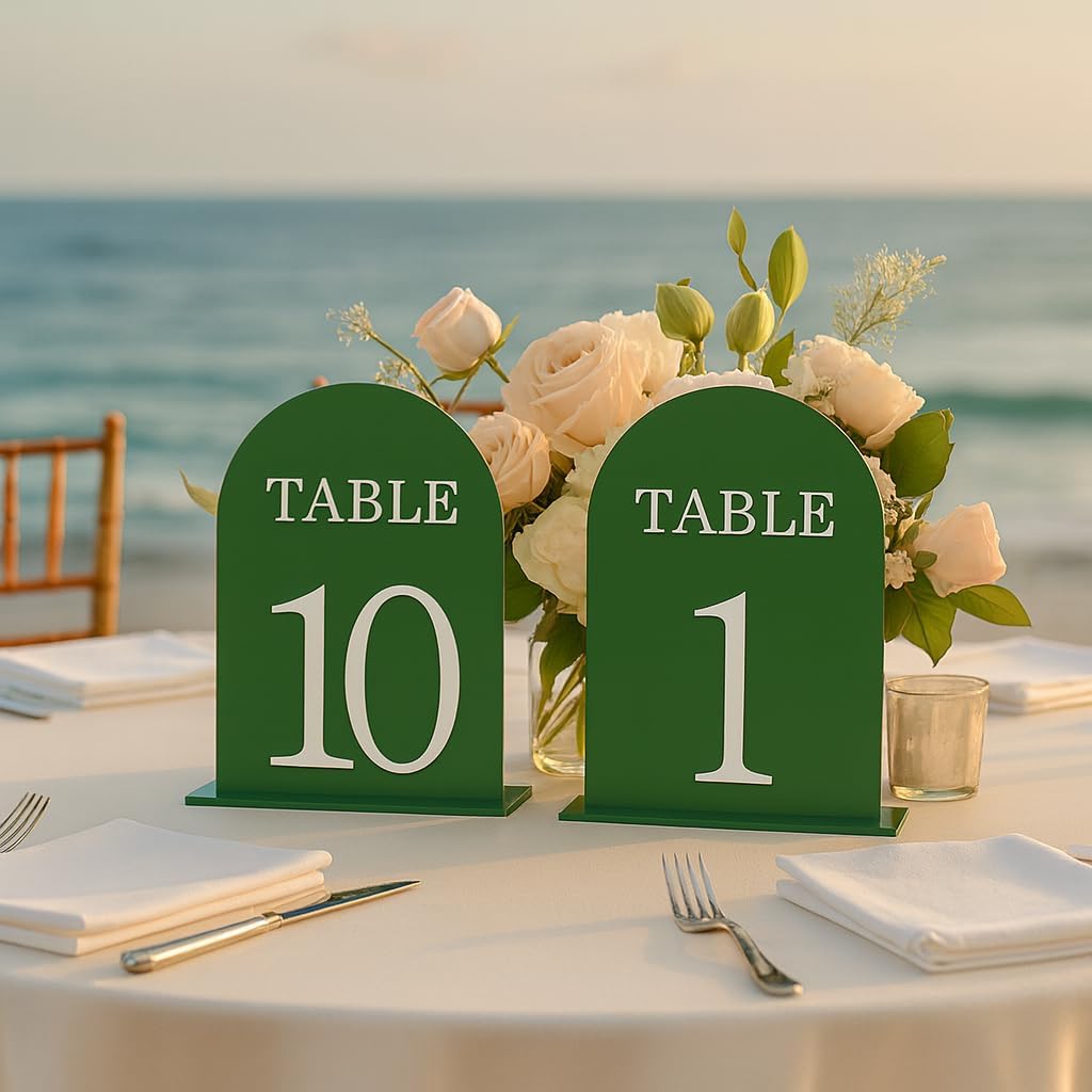 Arch Wedding Table Numbers 1-10 with Stands, 5" X 7" Double Sided Acrylic Wedding Sign Holders, Durable Non-Fading Table Number for Wedding Reception, Events, and Centerpieces