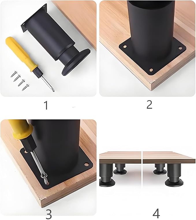 4PCS Adjustable 4.7-7.08 Inch Metal Furniture Legs White Furniture Replacement - Image 4