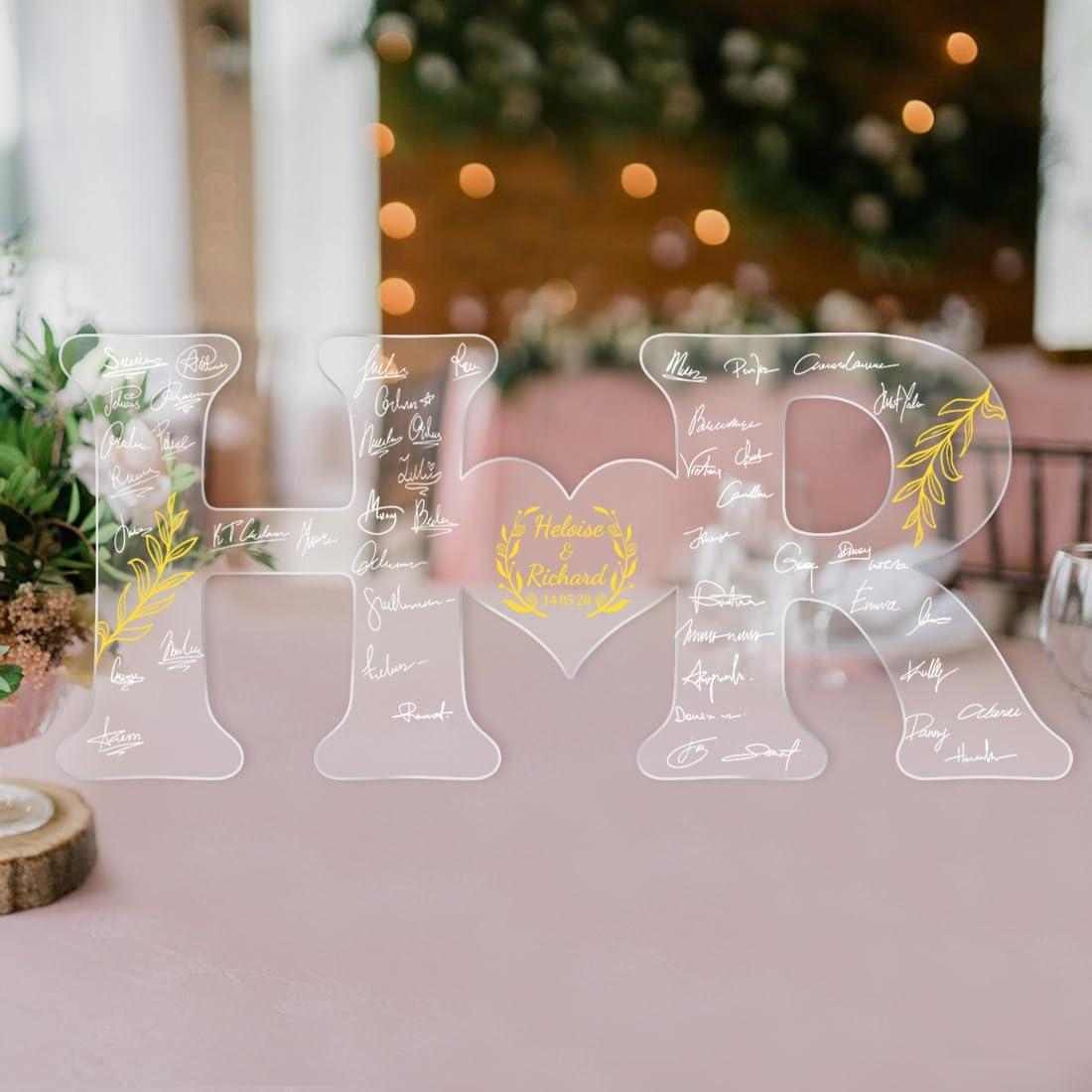 Personalized Wedding Guest Book Sign Custom Letter Name Date Rustic Wedding Guest Book Alternative Unique Guest Book for Wedding Anniversary Decor (Style 4)