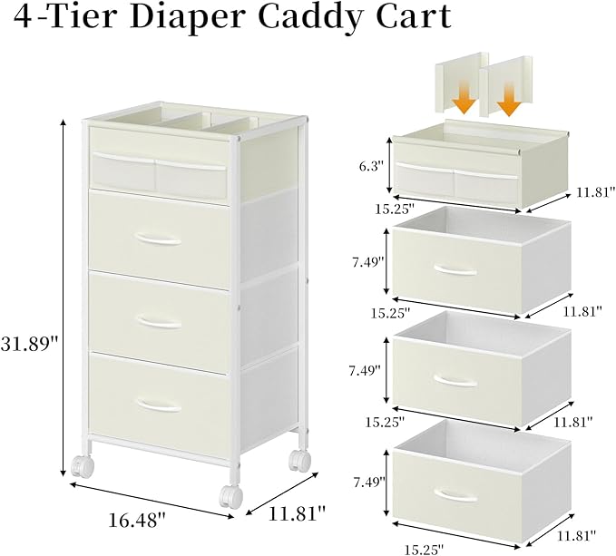 4-Tier Baby Diaper Caddy Organizer Cart - Image 4