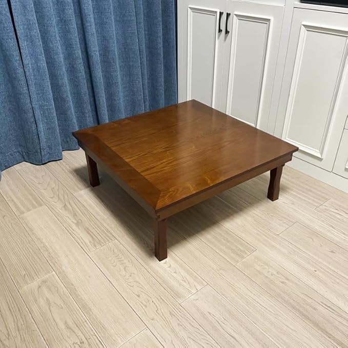 Rustic Wooden Korean Coffee Table Folding Legs 24 x 24 inches - Image 2