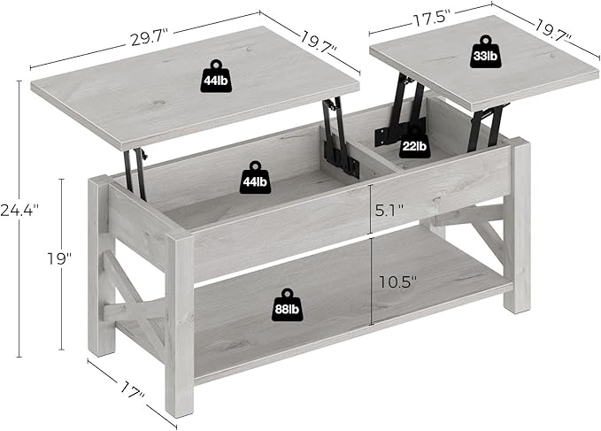 Rolanstar 47.2" Lift Top Coffee Table - Image 2