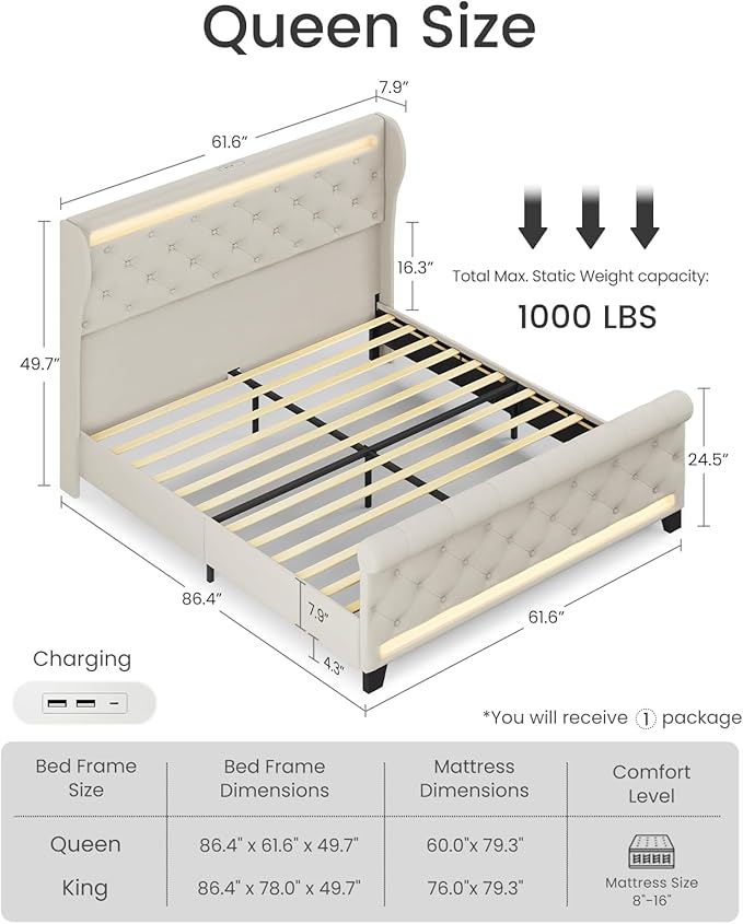 Belffin Queen Size Bed Frame - Image 2