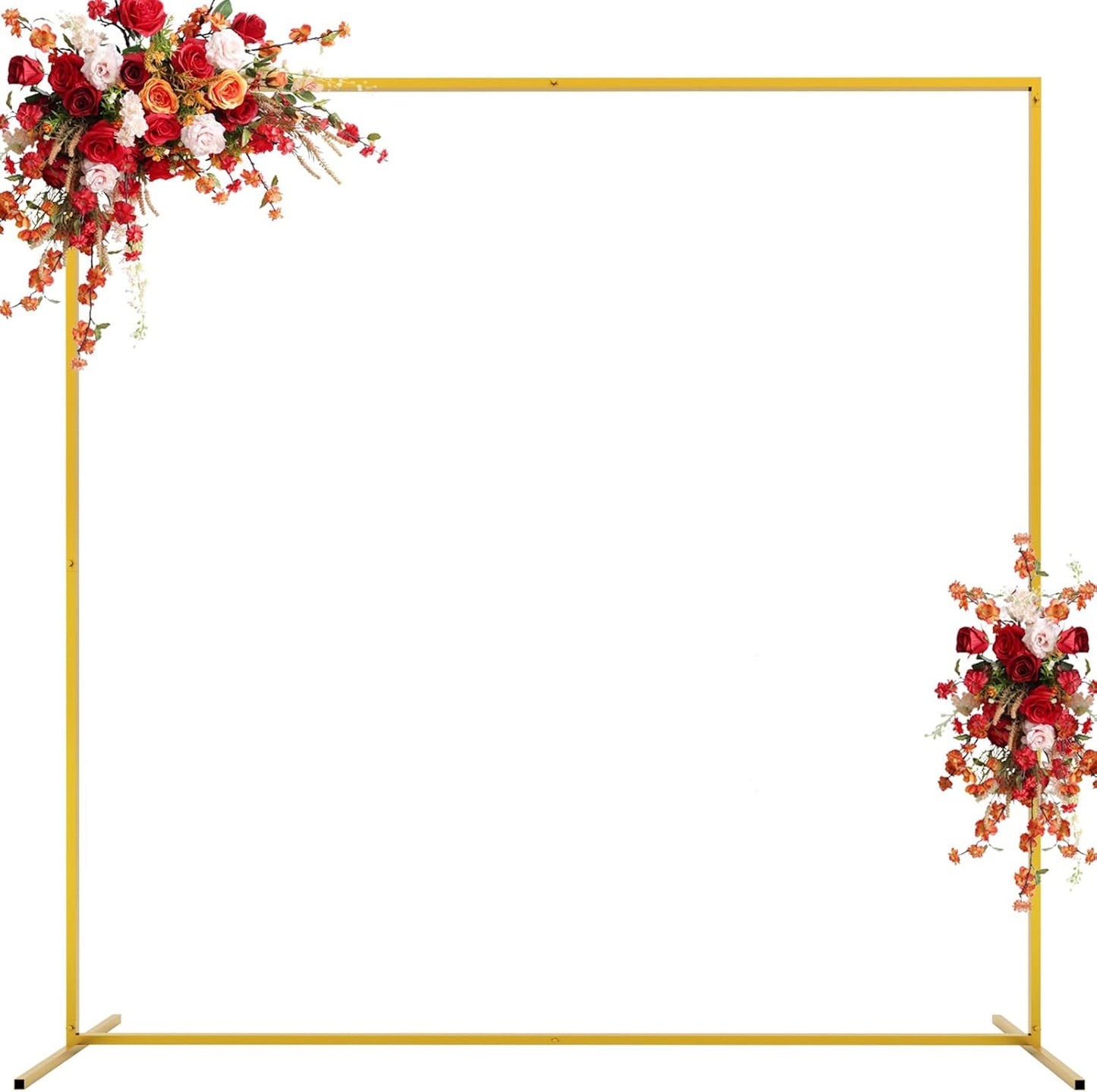 Asee'm 6.6FTx6.6FT Gold Wedding Arch Backdrop Stand Square Metal Rectangular Arch Frame for Ceremony Party Birthday Bridal Baby Shower Anniversary Arbor Balloon Decoration
